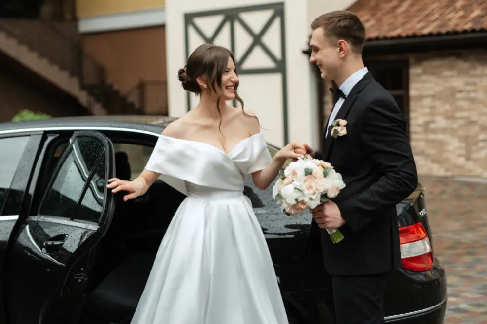 Denver wedding limousine for couple getaway