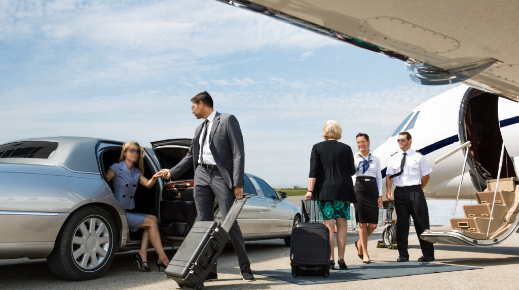 Luxury limo service waiting at Denver International Airport