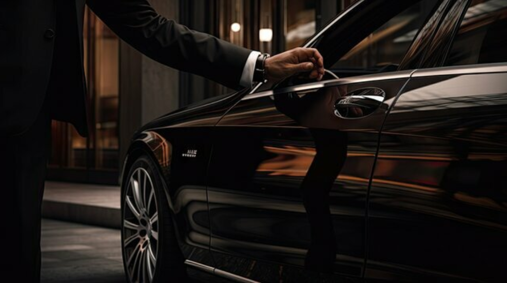 Luxury SUV driving through the mountains between Denver Airport and Breckenridge